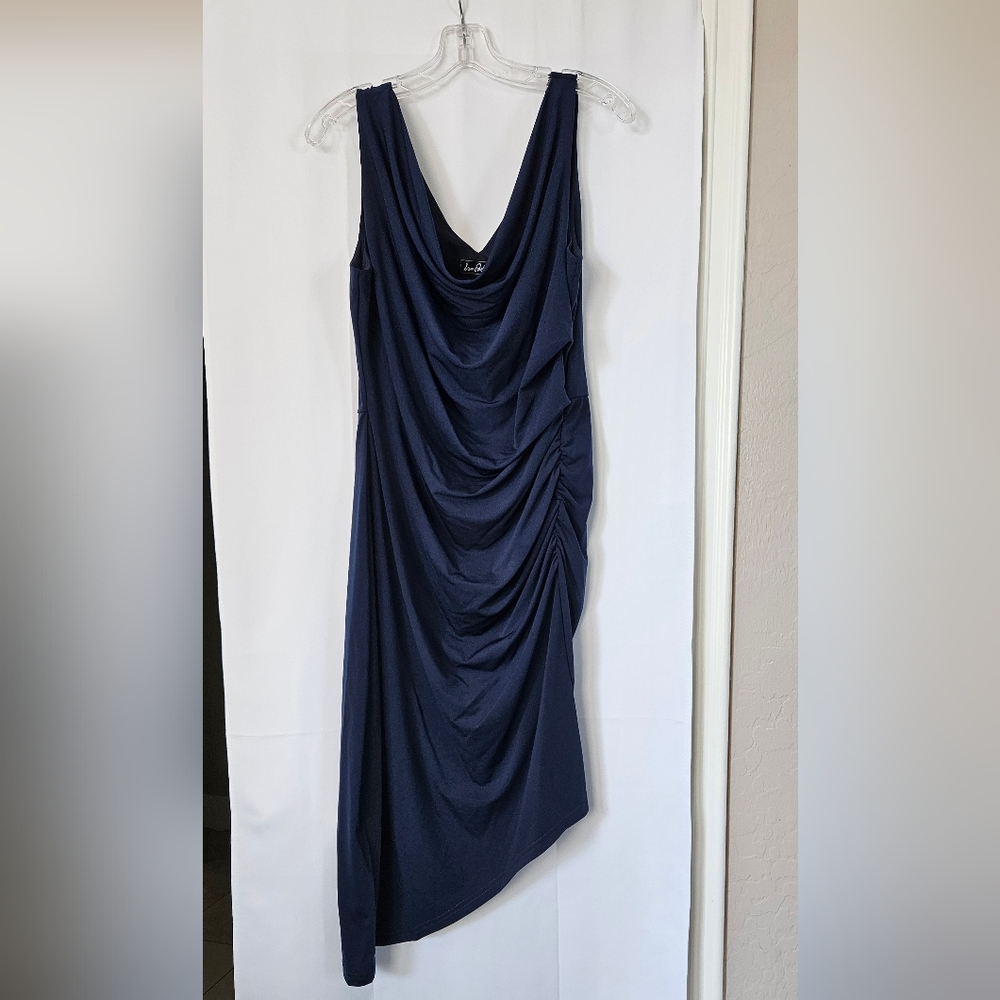Sam Edelman Cowlneck Ruched Asymmetrical Sleeveless dress size large